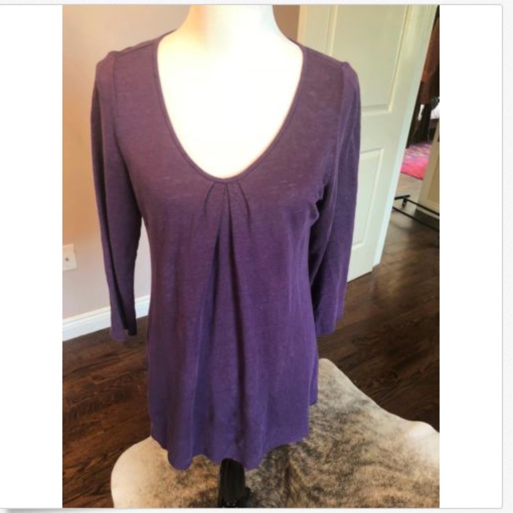 EILEEN FISHER Scoop Neck 100% Linen Tunic Top SZ S